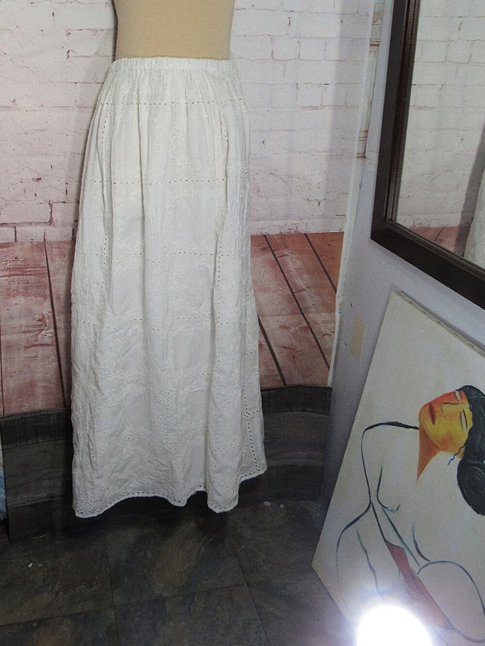 NWT LUCKY BRAND COTTON EYELET MAXI SKIRT LINED  SIZE 16/18 - Picture 2 of 11